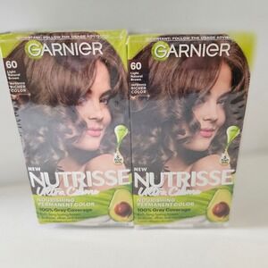 Garnier Nutrisse‎ Ultra Creme 60 LIGHT NATURAL BROWN Permanent Hair Color 2 PACK